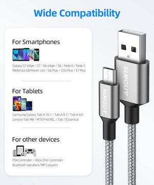 SUNGUY USB-A USB-Micro kábel, 1.5 méter, 3 darabos - Outlet24