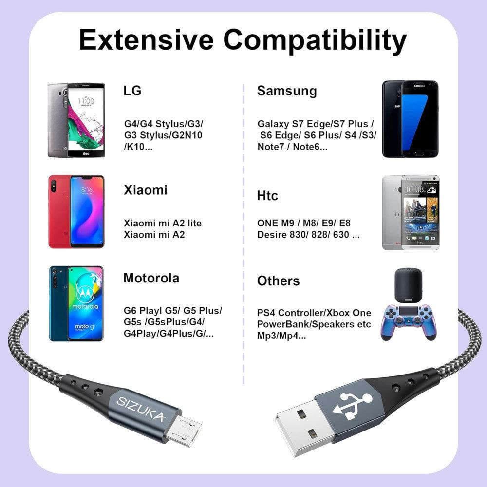 SIZUKA USB-A USB-Micro kábel, 0.5 méter, 2 darabos Újracsomagolt termék - Outlet24