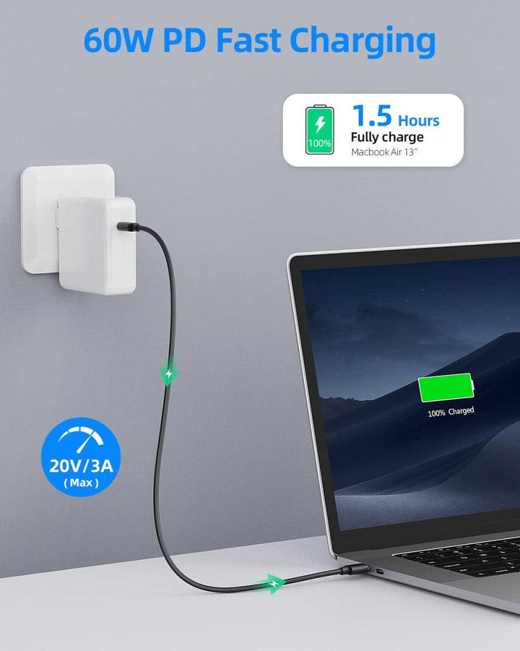 SUNGUY 2 darab 0,3 méteres, fekete USB-C gyorstöltő kábel - Outlet24