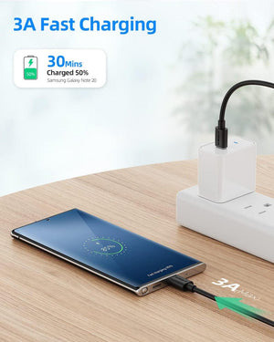 SUNGUY 2 darab 0,3 méteres, fekete USB-C gyorstöltő kábel - Outlet24