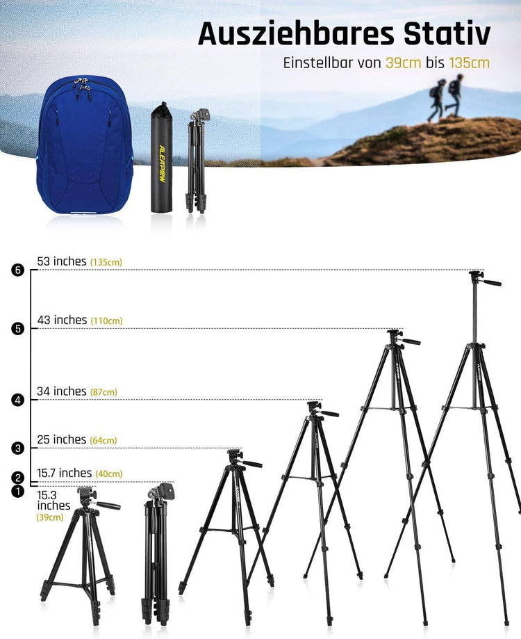 ALEAPOW 135cm Összecsukható Tripod Bluetooth Távirányítóval és Telefon Tartóval - Outlet24