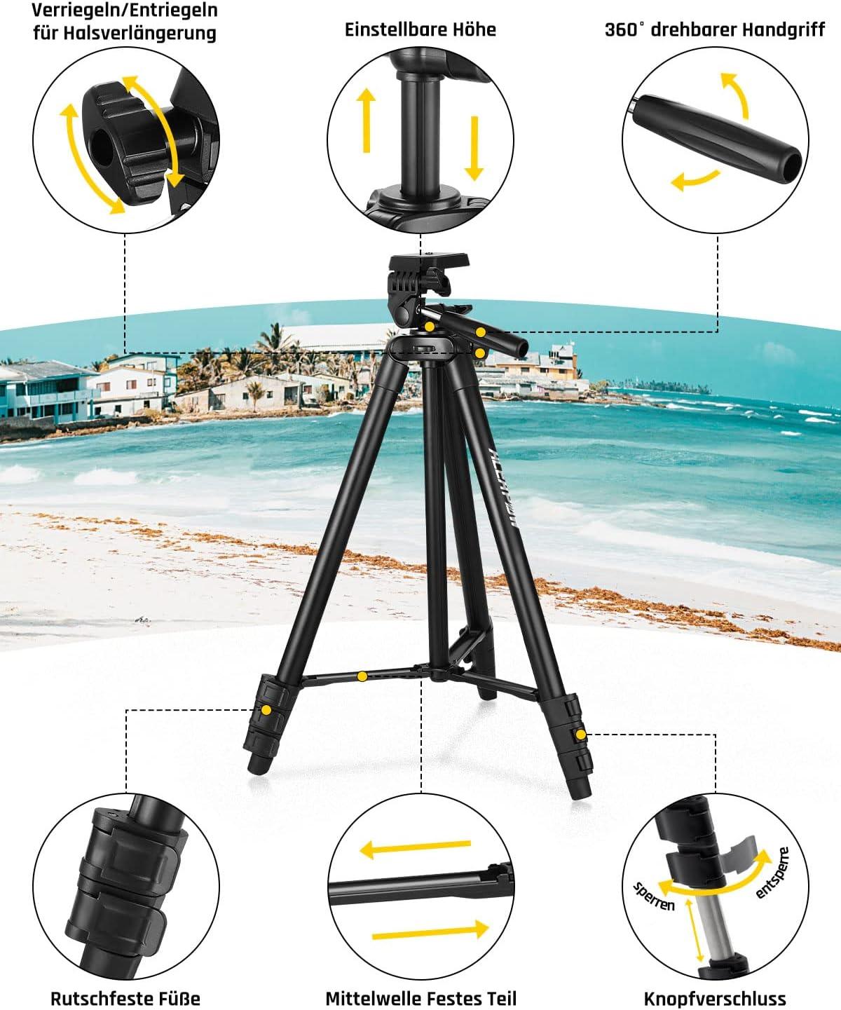 ALEAPOW 135cm Összecsukható Tripod Bluetooth Távirányítóval és Telefon Tartóval - Outlet24