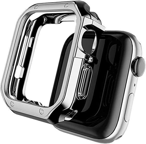 Apple Watch Series 7/6/5/4/3/2/SE Óraszíj 2 Darabos Készlet (Fekete-Ezüst) Újracsomagolt termék - Outlet24