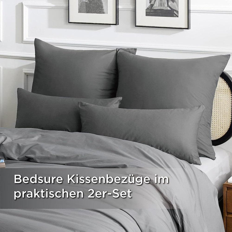 Bedsure 2 darab pamut, szürke, cipzáros párnahuzat szett 80 x 80 cm - Outlet24