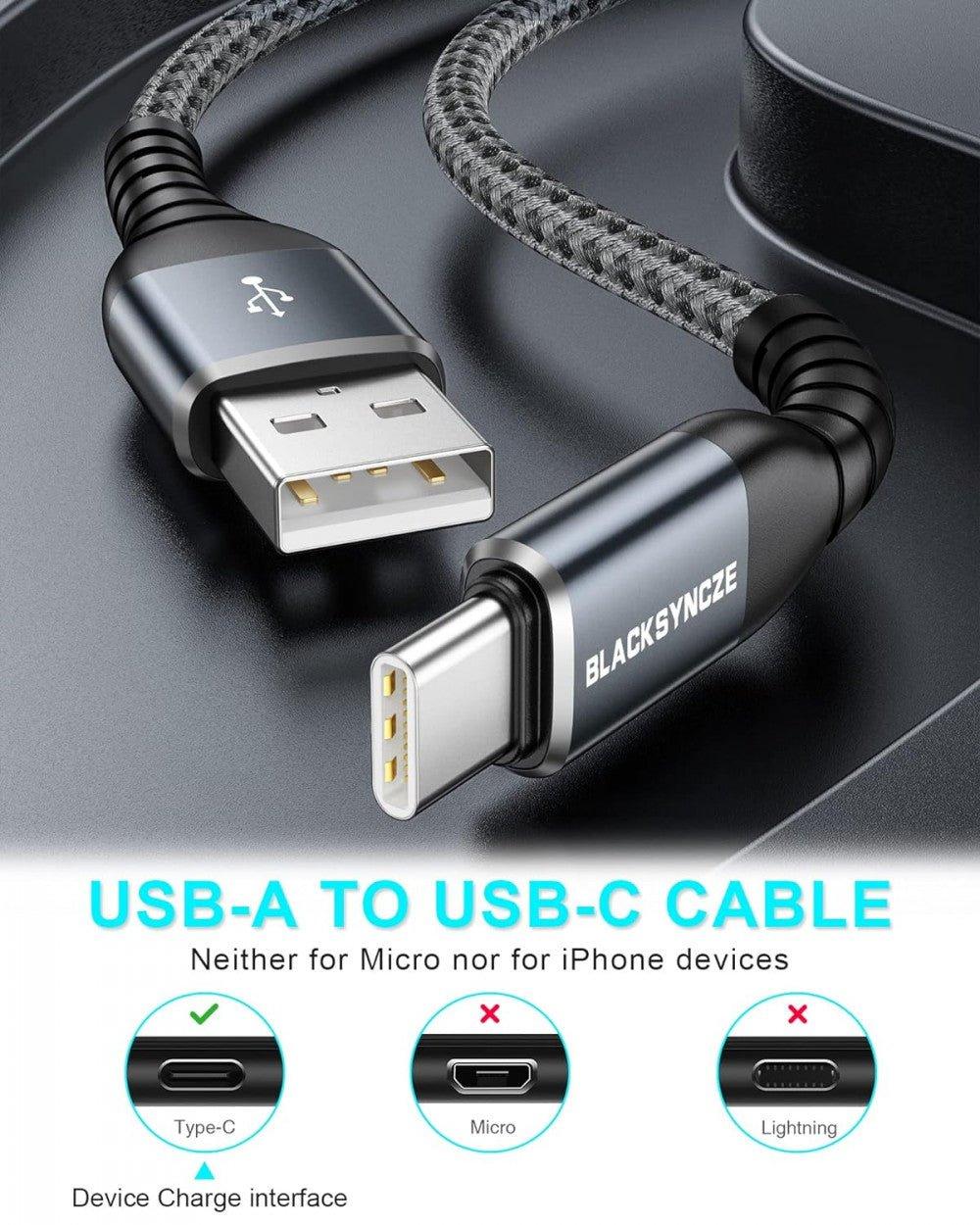 BLACKSYNCZE 2 Csomag USB C Kábel, 3.1A Gyors Töltésű, Szürke, Samsung Galaxy, Pixel és LG Kompatibilis - Outlet24