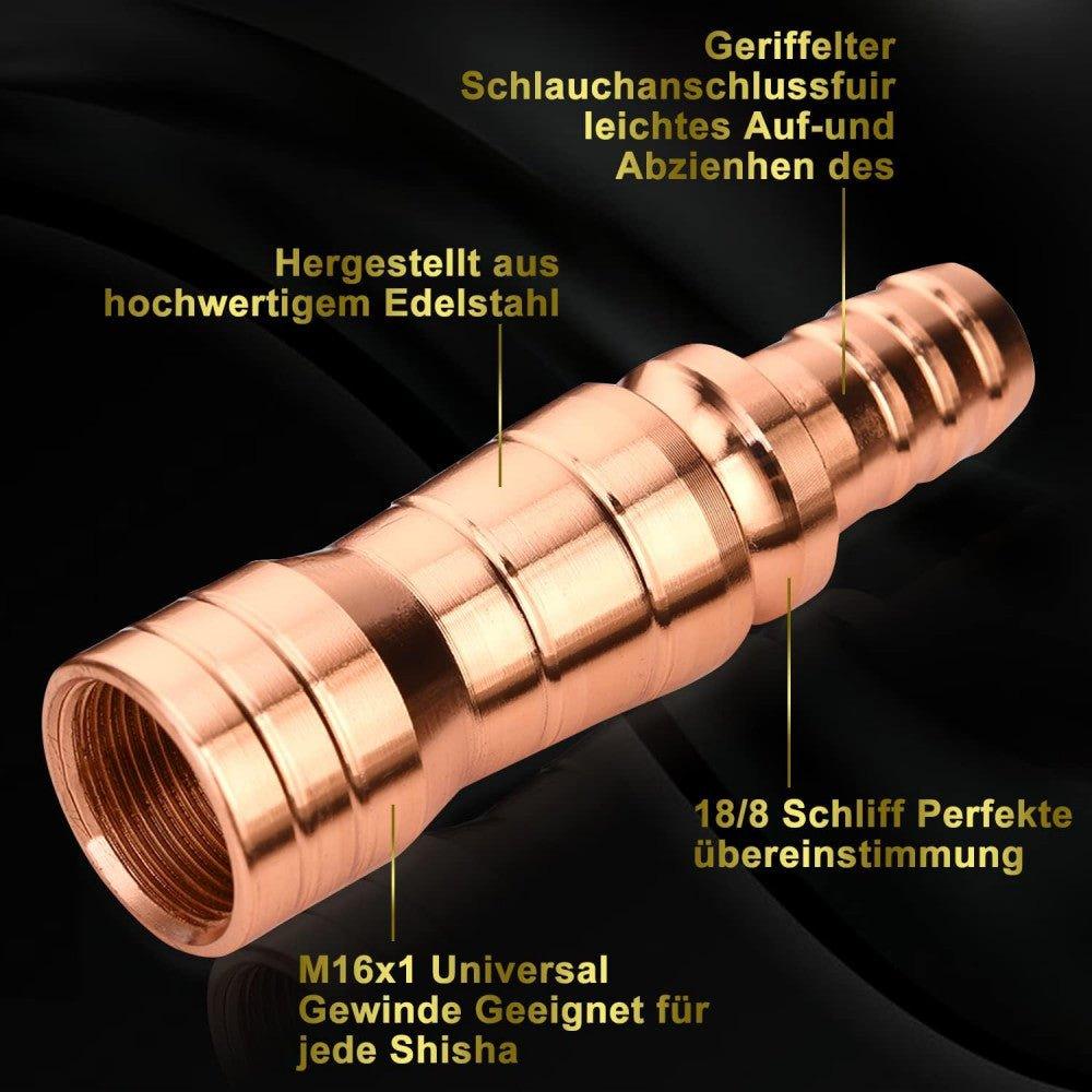 DFESKAH Rozéarany Shisha Tömlő Adapter V2A Rozsdamentes Acél, 2db Szett Újracsomagolt termék - Outlet24