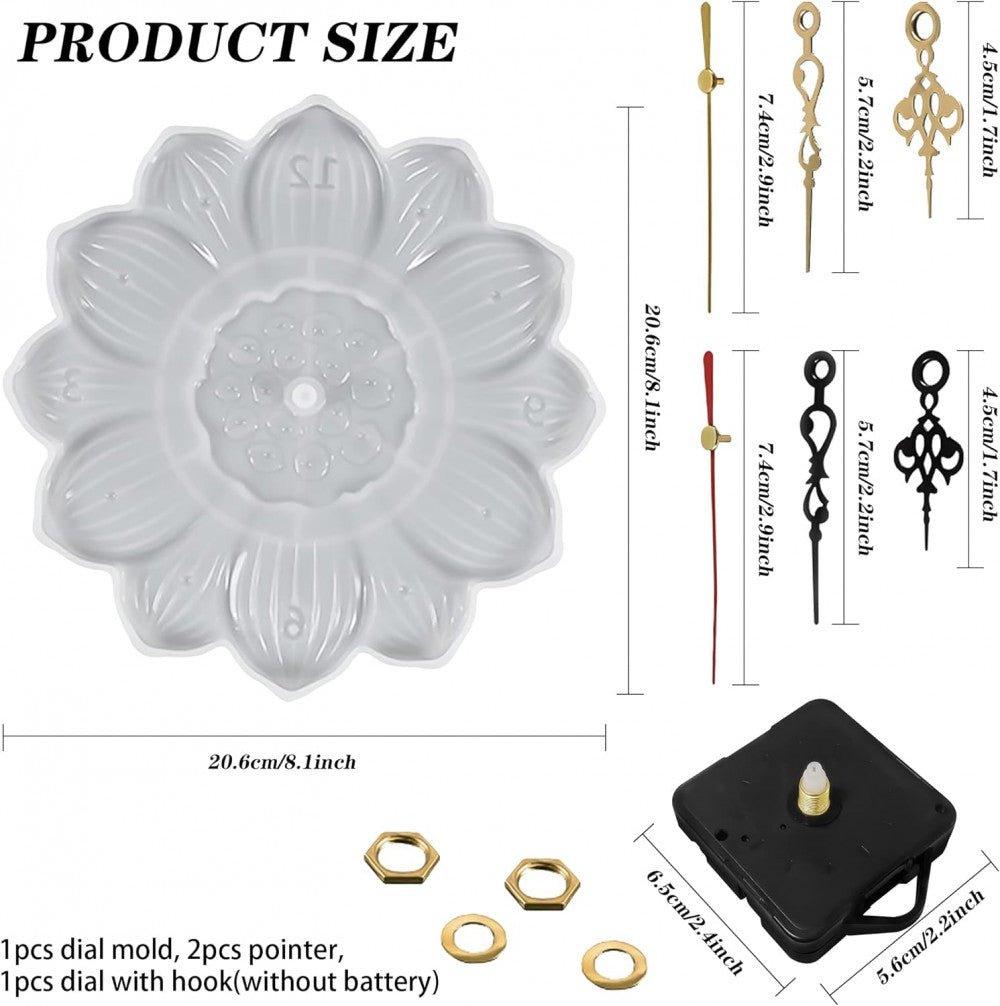 DIY Óra Szilikon Forma Római Számokkal és Virágmintával, Epoxy Készlet - Outlet24