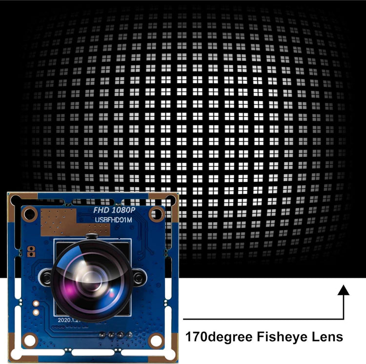 ELP 170 fokos Fisheye Lencsés USB Kamera, 1080p HD Felbontás, OV2710 CMOS, 2 Megapixeles Nagy Sebességű Mini Kamera Modul Robotokhoz, ATM-ekhez és Infókioszkokhoz - Outlet24