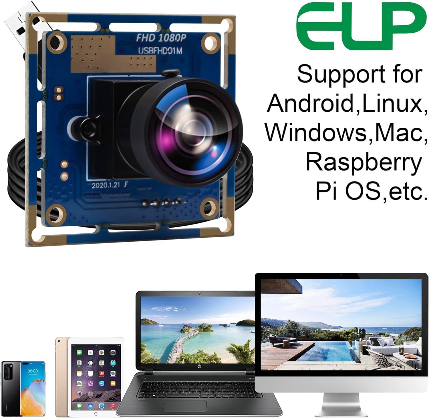 ELP 170 fokos Fisheye Lencsés USB Kamera, 1080p HD Felbontás, OV2710 CMOS, 2 Megapixeles Nagy Sebességű Mini Kamera Modul Robotokhoz, ATM-ekhez és Infókioszkokhoz - Outlet24