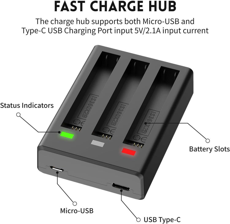 Insta360 ONE X2 2 Akku + Típus-C Gyorstöltő, 1800mAh - Outlet24