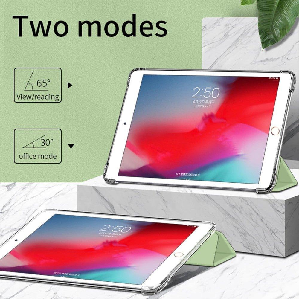 IPad 10.2" Átlátszó TPU Védőtok, Ütésálló, Hármas Összecsukható Tartó - Világoszöld - Outlet24