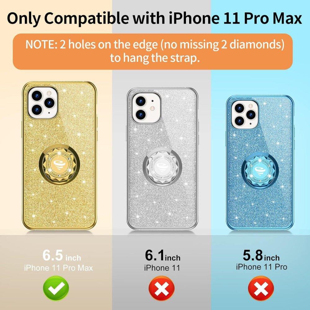 iPhone 11 Pro Max Ütésálló Gyűrűs Tok, Glitteres, Csillogó (Arany színű) - Outlet24