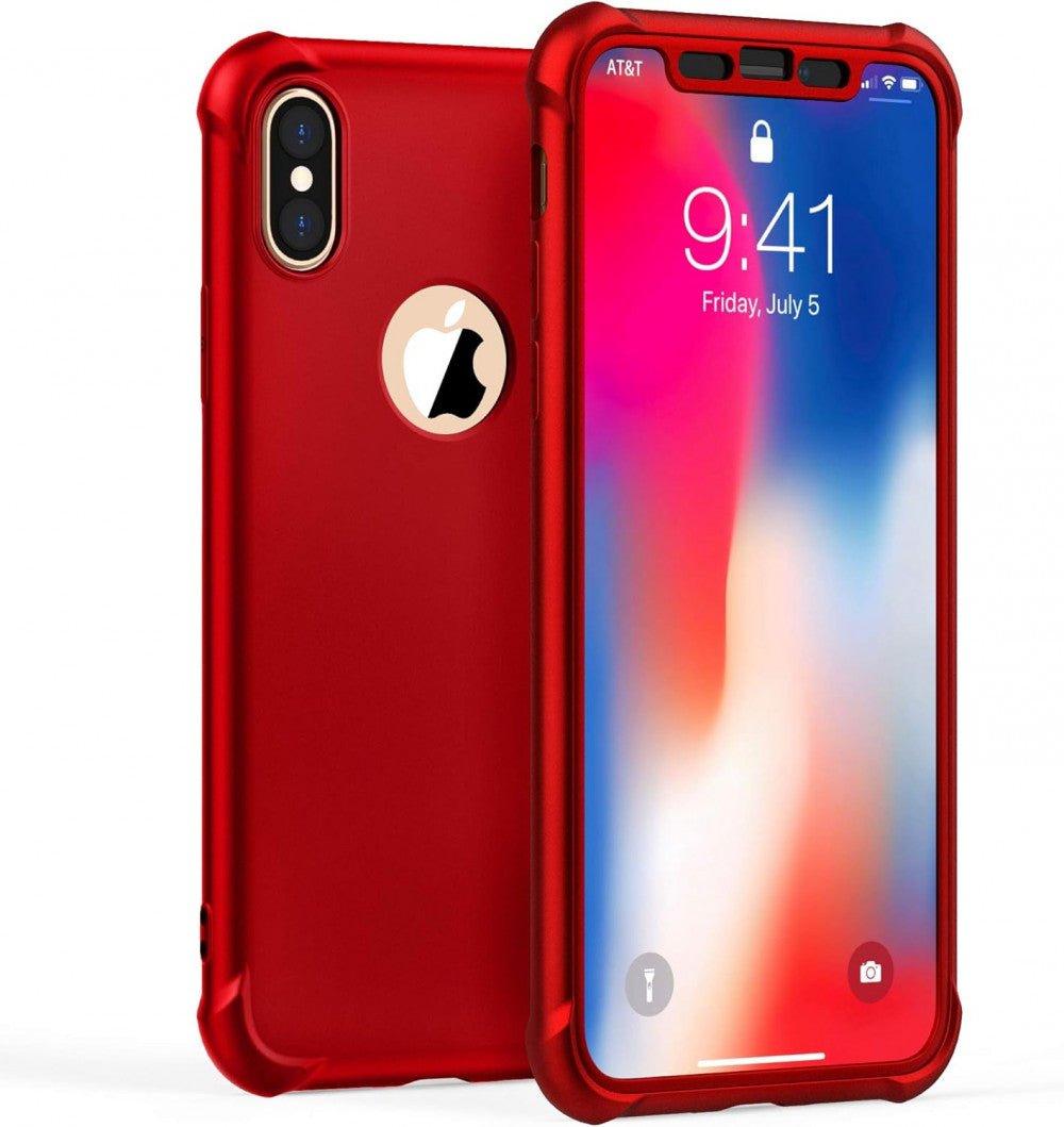 iPhone X / XS Szilikon Tok + 2 db Kijelzővédő Üvegfólia (Bordó) - Outlet24