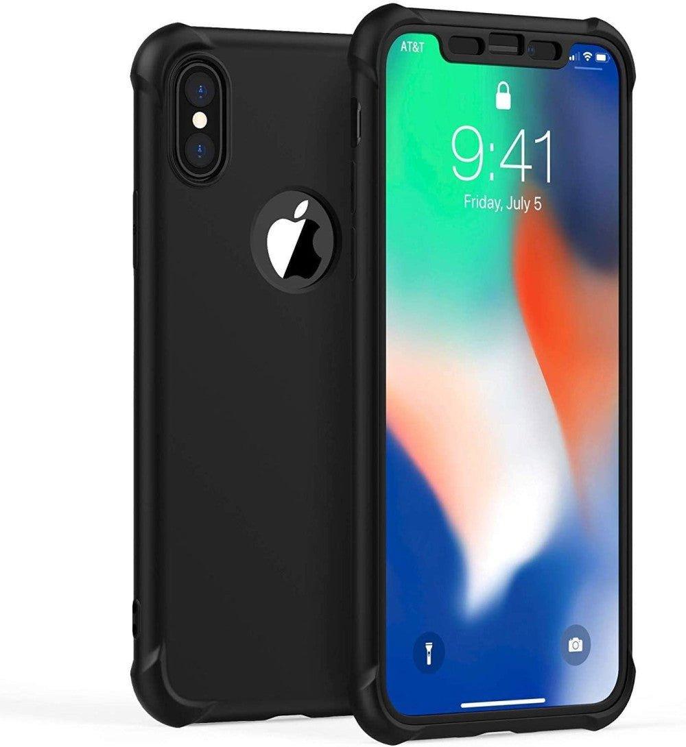 iPhone X / XS Szilikon Tok + 2 db Kijelzővédő Üvegfólia (Fekete) - Outlet24