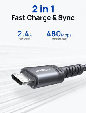 JSAUX Micro USB Kábel 2M 2 darabos (Szürke) - Outlet24