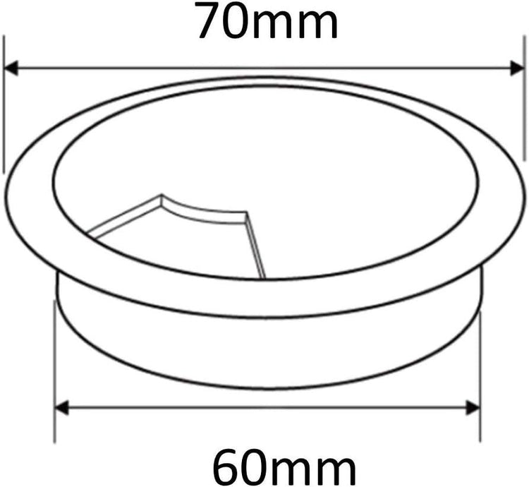 Kerek Műanyag Kábelvezető 60mm Asztali Nyíláshoz, 70mm Külső Átmérő - Outlet24