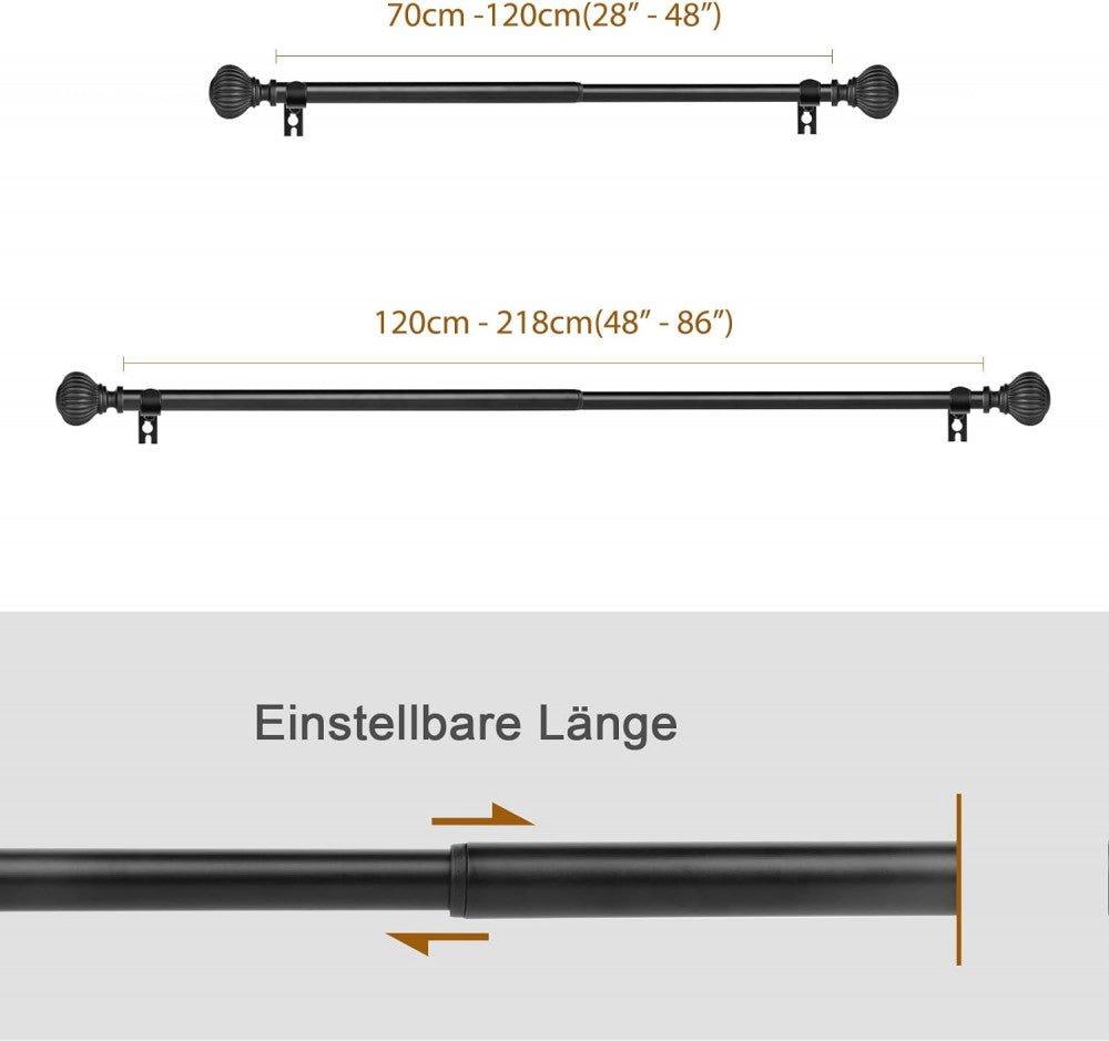 Kihúzható Függönyrúd 120 - 240 cm, Fekete, 16mm Átmérővel - Outlet24