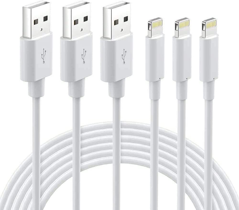 Lightning Cable MFi tanúsítvánnyal, USB A töltőkábel kompatibilis az iPhone 14 13 12 Mini Pro Max SE 11 Xs Max XR X 8 7 6 Plus 5S iPad Pro Airpod készülékkel - fehér 3db/csomag - Újracsomagolt termék - Outlet24