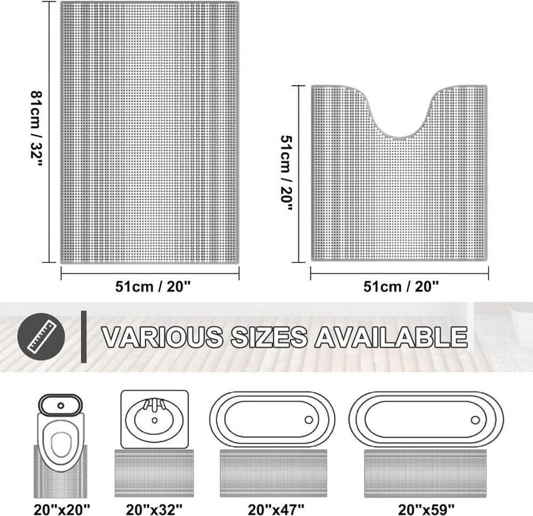 Mikroszálas Fürdőszoba Szőnyegkészlet, 2 db, Szürke, 81 x 51 cm és 51 x 51 cm - Outlet24