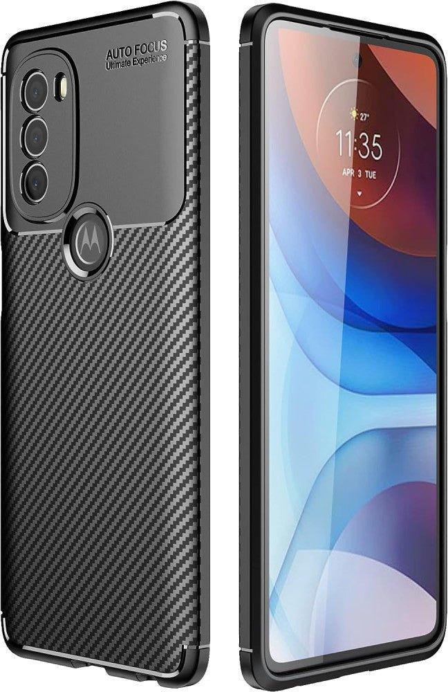 Moto G71 5G tok, szénszálas textúrájú burkolat, ütéscsillapító (koromfekete) - Outlet24