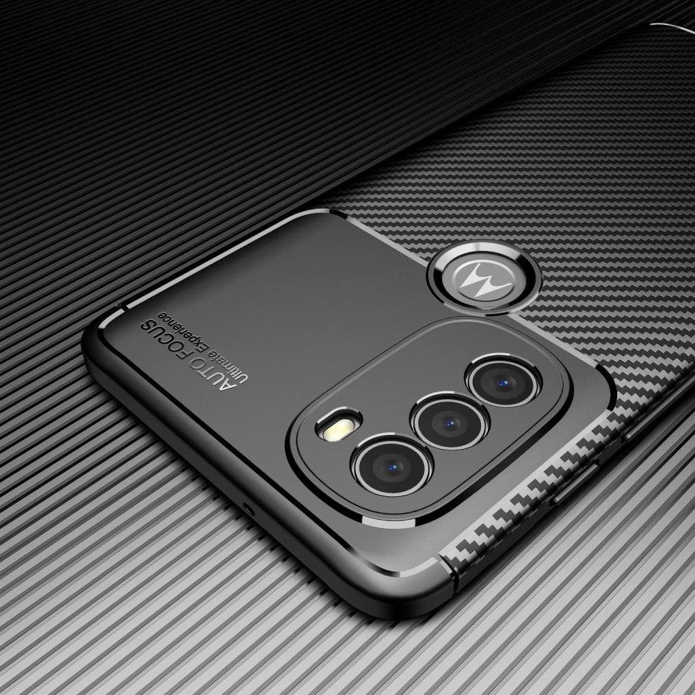 Moto G71 5G tok, szénszálas textúrájú burkolat, ütéscsillapító (koromfekete) - Outlet24