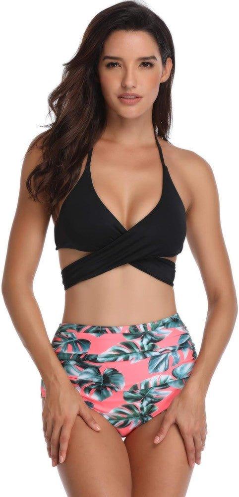 NC Damen Magas Derék Bikini Szett, Szexi Strandbikini, Halter Tankini, Két Részes Fürdőruha XL - Outlet24