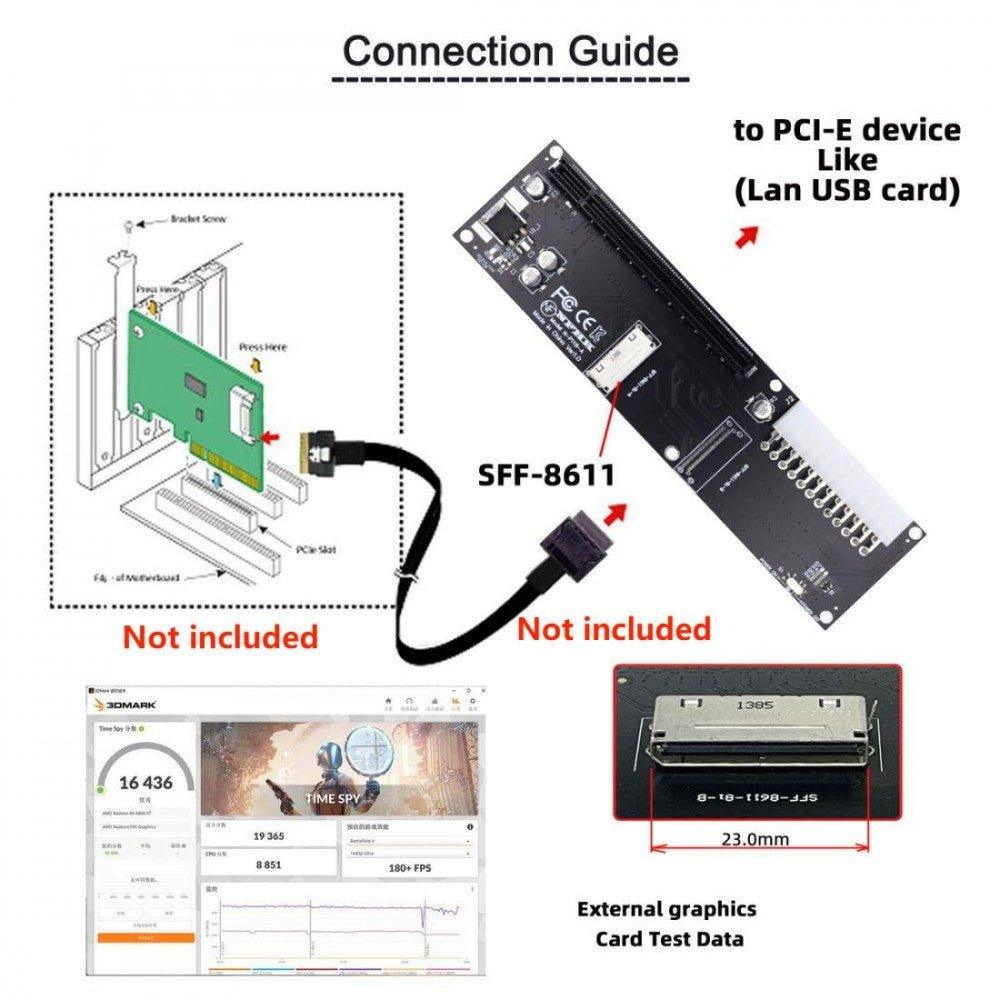 Oculink SFF-8612 8X - PCIe X16 Adapter ATX 24 Pin Táppal - Outlet24